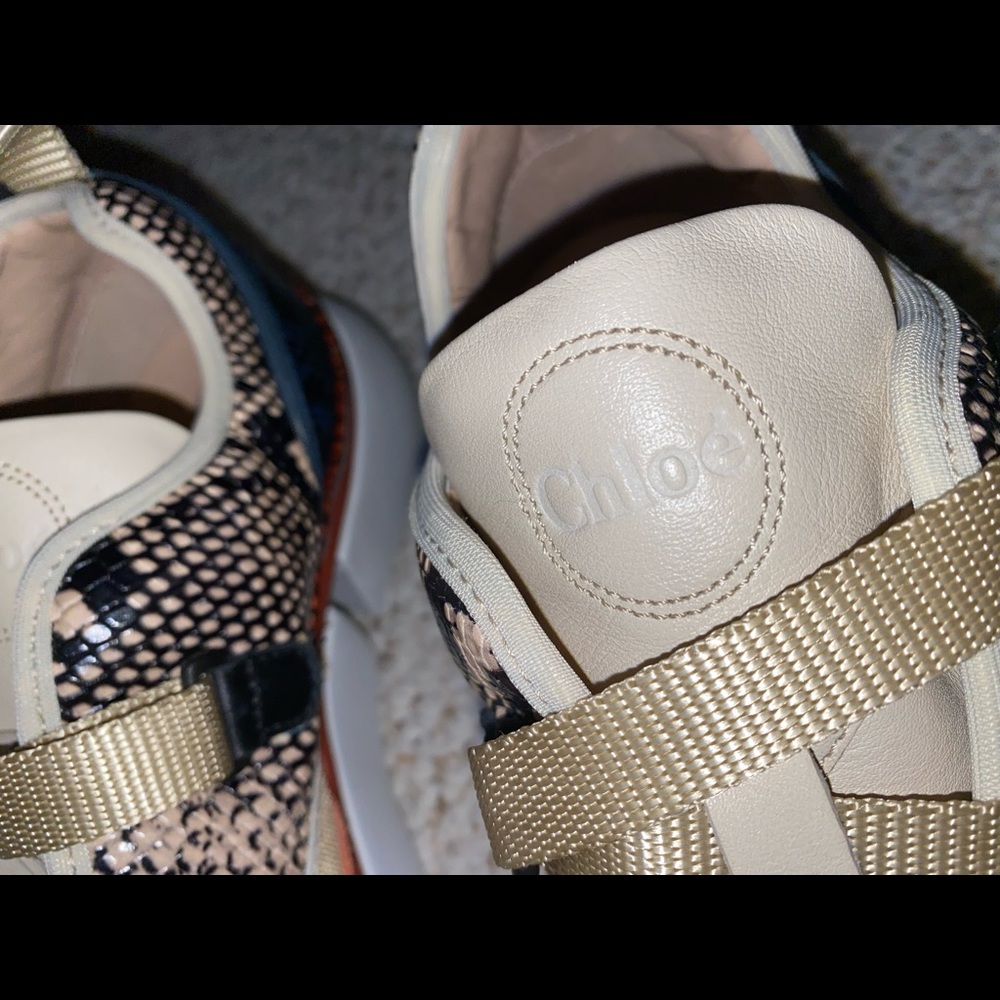 Chloé- authentic designer Sonnie Snakeskin Sneakers multicolored - Picture 4 of 12